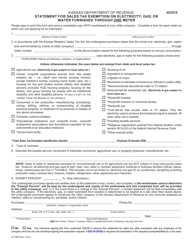 Form ST-28B &quot;Statement for Sales Tax Exemption on Electricity, Gas, or Water Furnished Through One Meter&quot; - Kansas