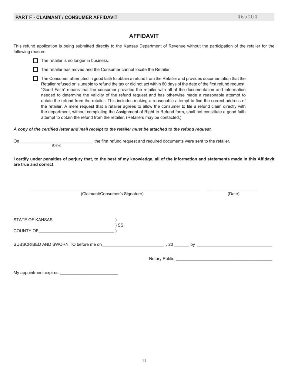 Form ST-21 Kansas Sales and Use Tax Refund Application - Kansas, Page 11
