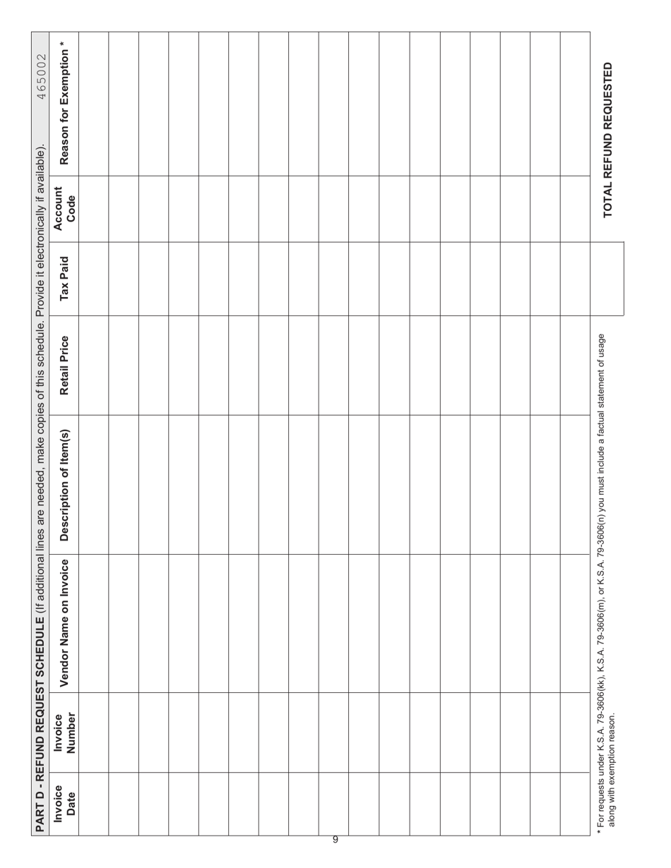 Form ST-21 Kansas Sales and Use Tax Refund Application - Kansas, Page 9