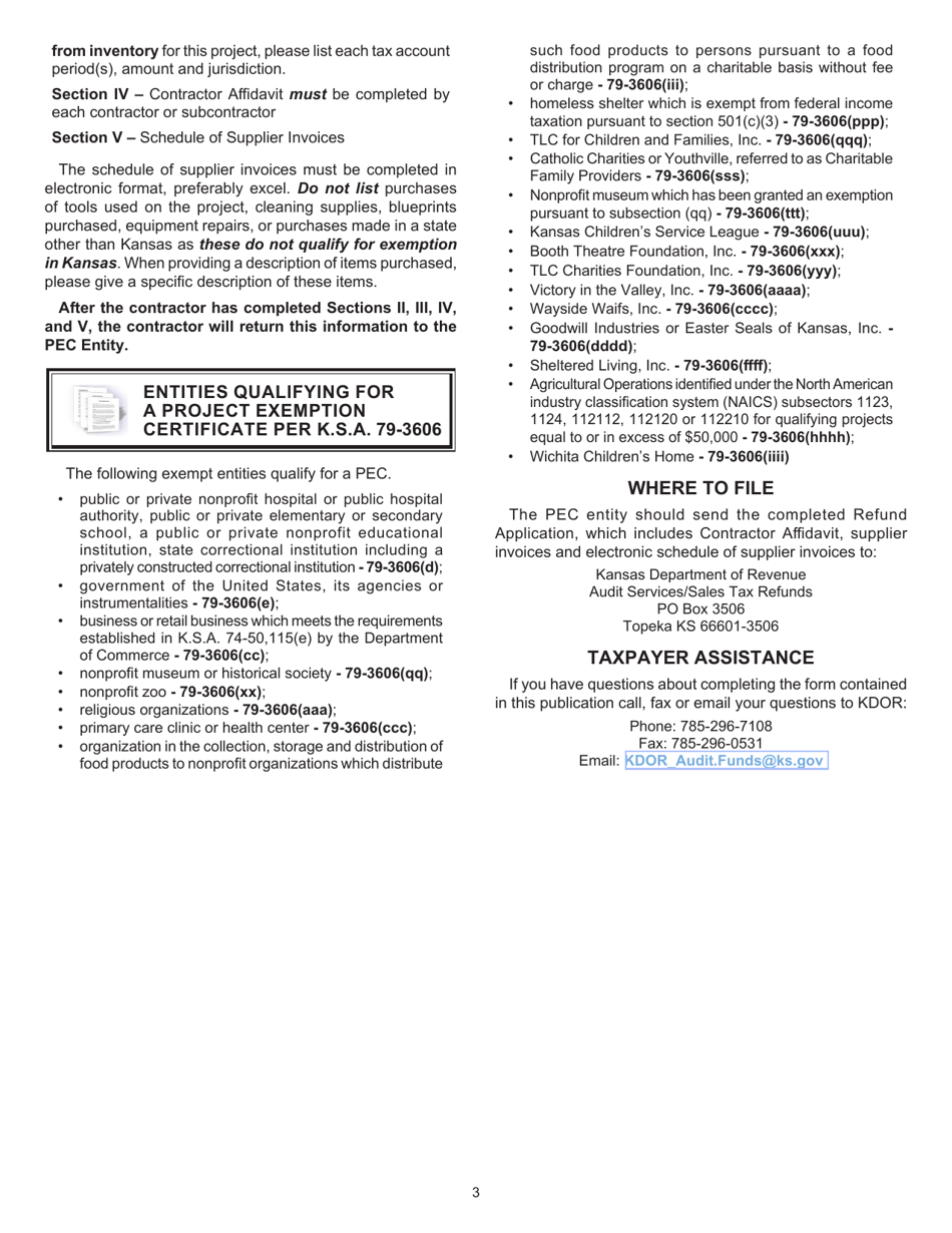 Form ST-21PEC Sales and Use Tax Refund Application for Use by Pec Entities - Kansas, Page 3