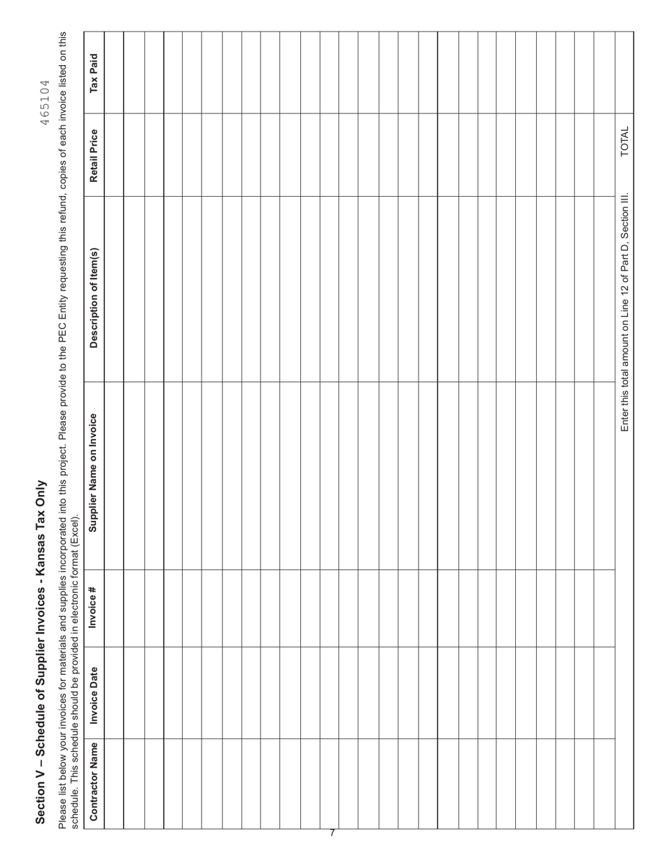 Form ST-21PEC Sales and Use Tax Refund Application for Use by Pec Entities - Kansas, Page 7