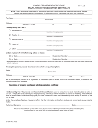 Form ST-28M Multi-Jurisdiction Exemption Certificate - Kansas