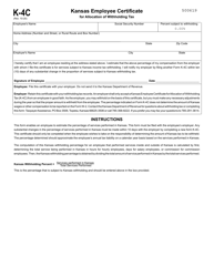 Document preview: Form K-4C Kansas Employee Certificate for Allocation of Withholding Tax - Kansas