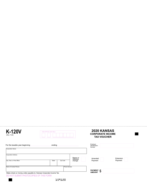 Form K-120V 2020 Printable Pdf