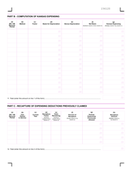 Schedule K-120EX Kansas Expensing Deduction Schedule - Kansas, Page 2