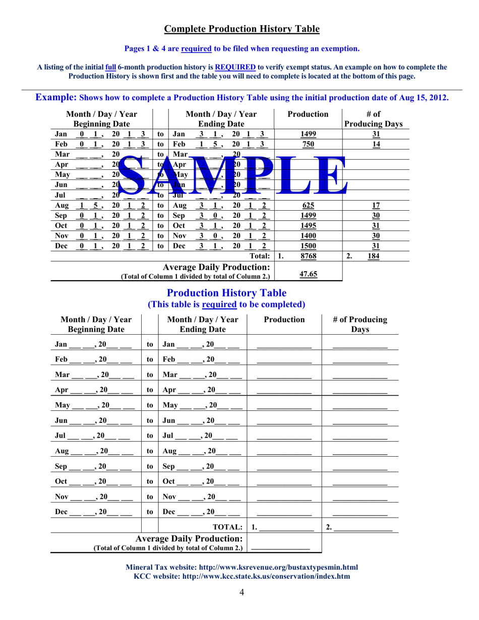 Form MT-07NP New Pool Initial Oil Exemption Request - Kansas, Page 6