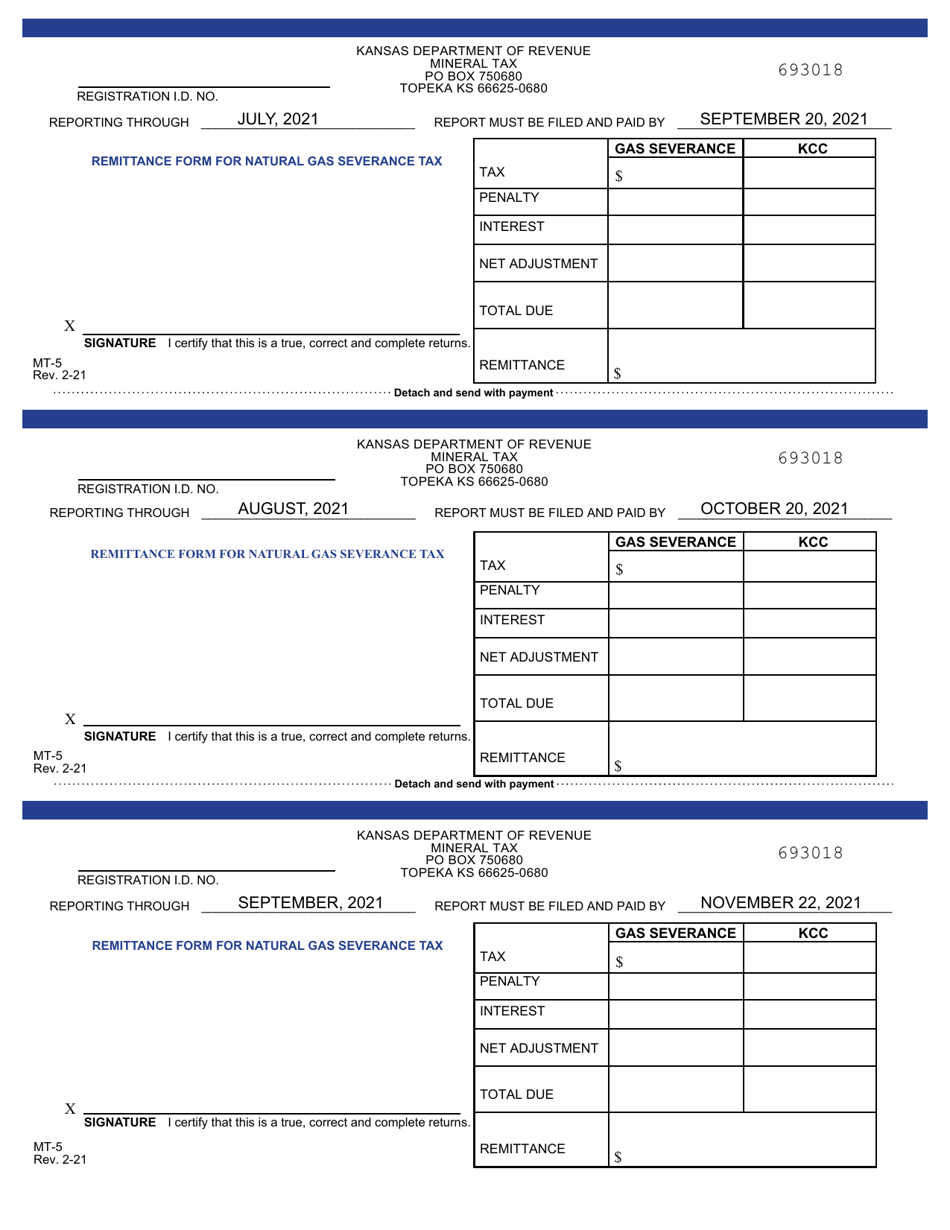 Form MT-5 Mineral Tax Return - Gas Severance - Kansas, Page 4