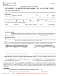 Form MF-51 Application for Motor Vehicle/Special Fuels Tax Refund Permit - Kansas