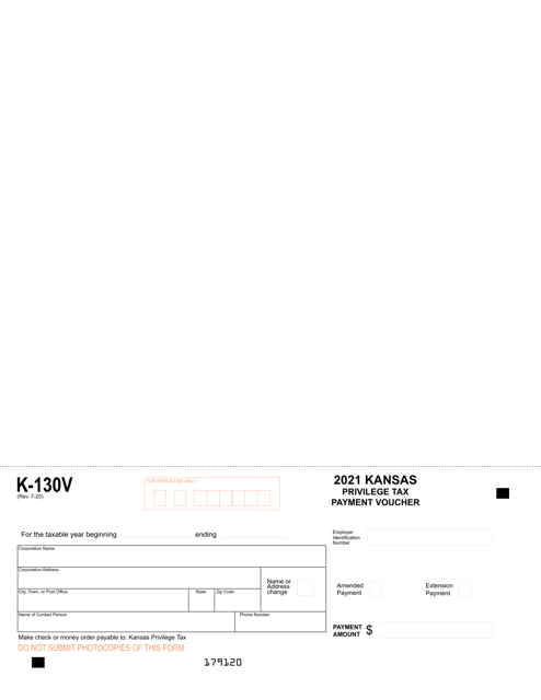 Form K-130V 2021 Printable Pdf