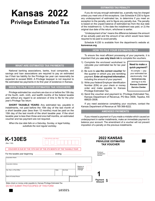 Form K-130ES 2022 Printable Pdf