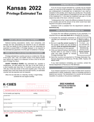 Form K-130ES Privilege Estimated Tax Voucher - Kansas
