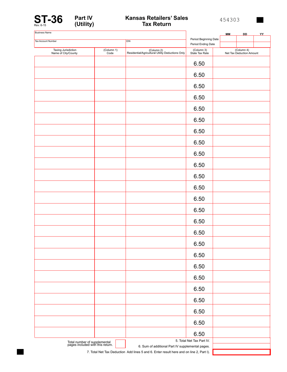 Form ST-36 Part IV Utility Companies Supplement - Kansas, Page 2