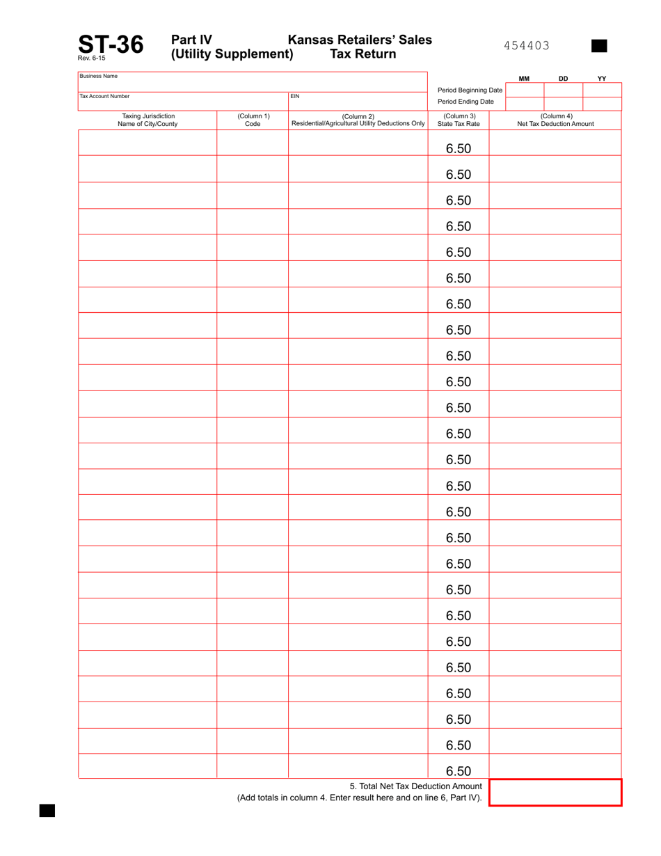 Form ST-36 Part IV Utility Companies Supplement - Kansas, Page 3