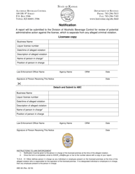 Document preview: Form ABC-60 Law Enforcement Notification - Kansas