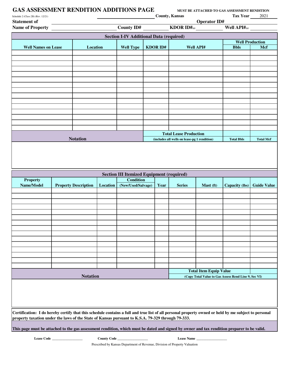 Schedule 2 Gas Assessment Rendition - Kansas, Page 2