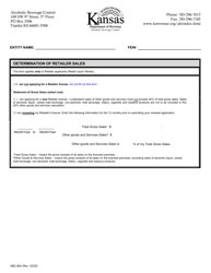 Document preview: Form ABC-894 Determination of Retailer Sales - Kansas