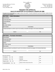 Document preview: Form ABC-812 Request for Approval Sale of Inventory of Alcoholic Liquor or Cmb - Kansas
