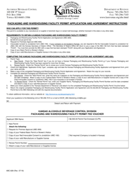 Form ABC-828 Kansas Packaging and Warehousing Facility Permit Application and Agreement - Kansas