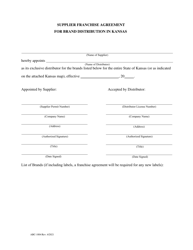 Document preview: Form ABC-1004 Supplier Franchise Agreement for Brand Distribution in Kansas - Kansas