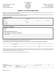 Document preview: Form ABC-827 Request to Extend License Term - Kansas