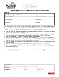 Form ABC-1015 Farmers&#039; Market Sales Permit Application and Agreement - Kansas, Page 2