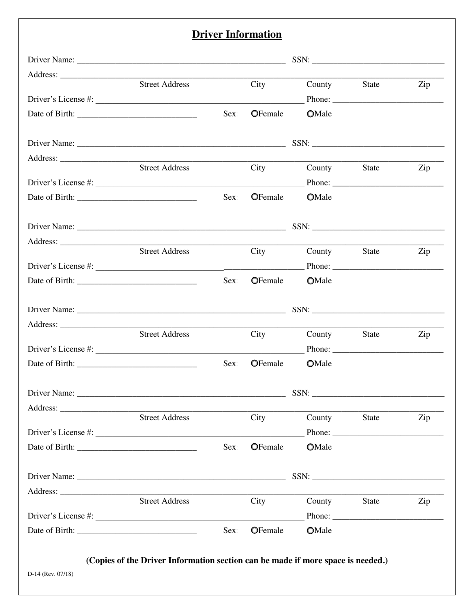 Form D-14 Application for Drive Away Transporter Plate(S) - Kansas, Page 3