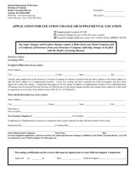 Form D-12A Application for Location Change or Supplemental Location - Kansas