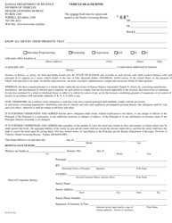 Document preview: Form D-30 Vehicle Dealer Bond - Kansas