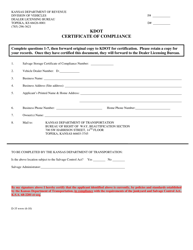 Document preview: Form D-35 Kdot Certificate of Compliance - Kansas