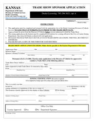 Document preview: Form D-12D Trade Show Sponsor Application - Kansas