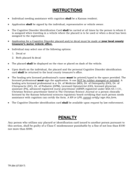 Form TR-264 Certification of Cognitive Disorder for Placard and/or Decal - Kansas, Page 2
