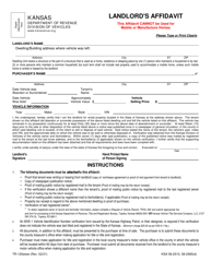 Document preview: Form TR-125 Landlord's Affidavit - Kansas