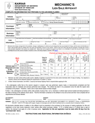 Document preview: Form TR-96M Mechanic's Lien Sale Affidavit - Kansas