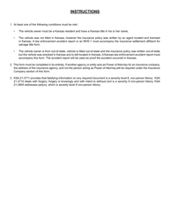 Form TR-95 Insurance Settlement Affidavit - Kansas, Page 2