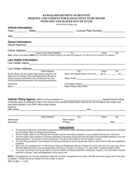 Document preview: Form TR-42 Request and Consent for Kansas Title to Be Issued With Lien and Mailed out of State - Kansas
