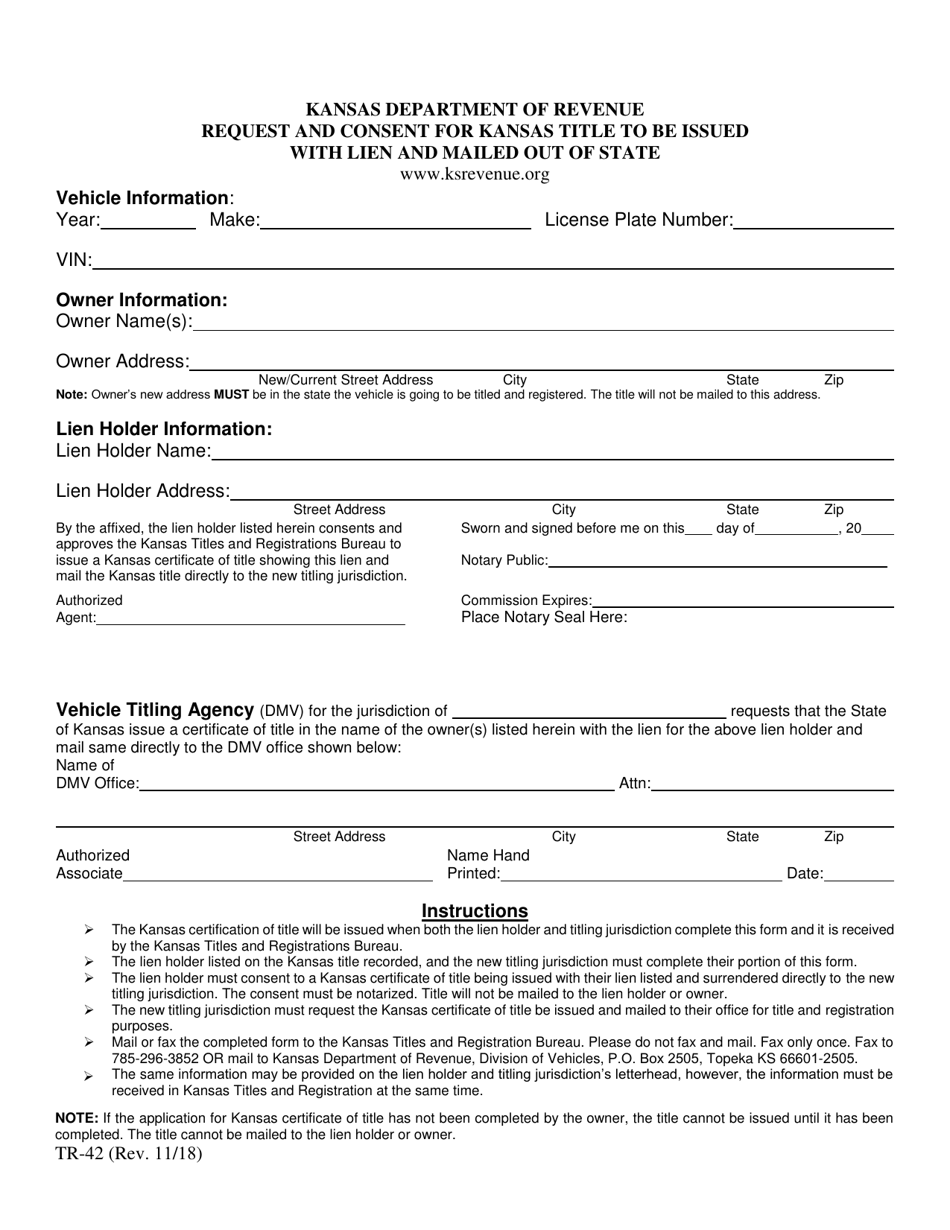 Form Tr 42 Fill Out Sign Online And Download Fillable Pdf Kansas Templateroller 3162