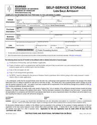 Document preview: Form TR-96S Self-service Storage Lien Sale Affidavit - Kansas