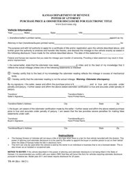Document preview: Form TR-40 Power of Attorney and Odometer Disclosure for Electronic Title - Kansas