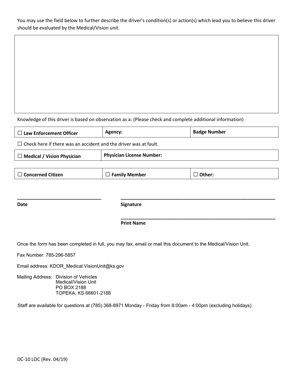 Form DC-10 LOC - Fill Out, Sign Online and Download Fillable PDF ...