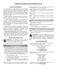 Schedule K-33 Agritourism Liability Insurance Credit - Kansas, Page 2