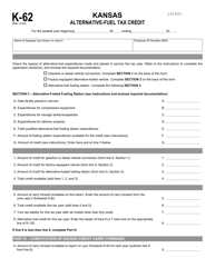 Document preview: Schedule K-62 Alternative-Fuel Tax Credit - Kansas