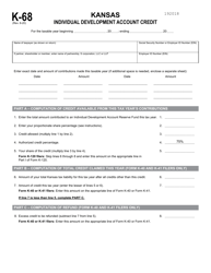 Document preview: Schedule K-68 Kansas Individual Development Account Credit - Kansas