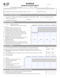 Schedule K-37 Disabled Access Credit - Kansas