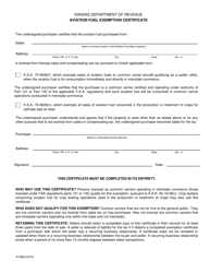 Document preview: Form ST-28LA Aviation Fuel Exemption Certificate - Kansas