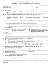 Document preview: Form PR-70B Project Exemption Request (Enterprise Zone) - Kansas