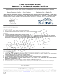 Document preview: Form PR-78PT Sales and Use Tax Entity Exemption Certificate - Parent Teacher Association - Sample - Kansas