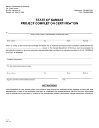 Document preview: Form PR-77 Project Completion Certification - Kansas