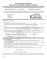 Document preview: Form PR-78HS Sales and Use Tax Entity Exemption Certificate - Homeless Shelters - Sample - Kansas