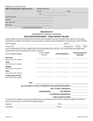 Document preview: DNR Form 542-0455 Attachment A Reap Education Grant - Final Project Billing - Iowa