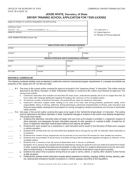 Document preview: Form DSD CDTS-83 Driver Training School Application for Teen License - Illinois